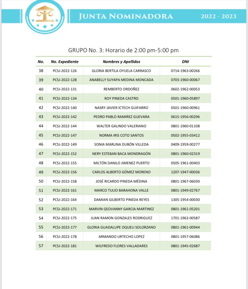 Listado y horario de las pruebas de conocimiento jurídico 